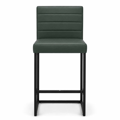 Ensemble de 2 tabourets de bar de 25,6 po de hauteur de comptoir avec coussin et dossier en polyuréthane, pieds en métal modernes pour îlot de cuisine, salle à manger et bureau