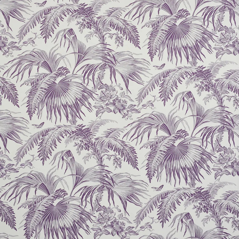Schumacher x Jill Lasersohn Toile Tropique Wallpaper, Purple