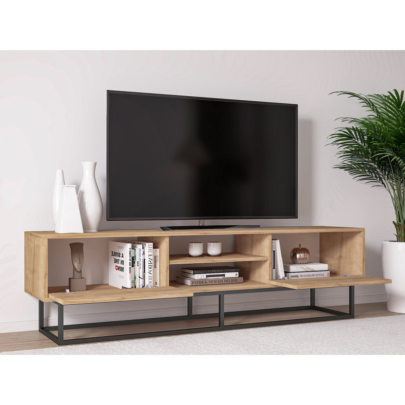 Fitzgibbon 71'' Iron Legs Media Console, Oak