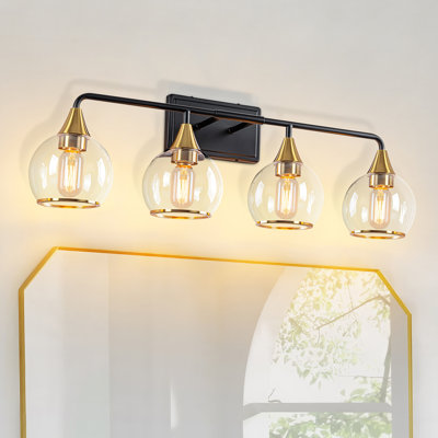 4-Light Modern Clear Globe Glass Shades Vanity Light