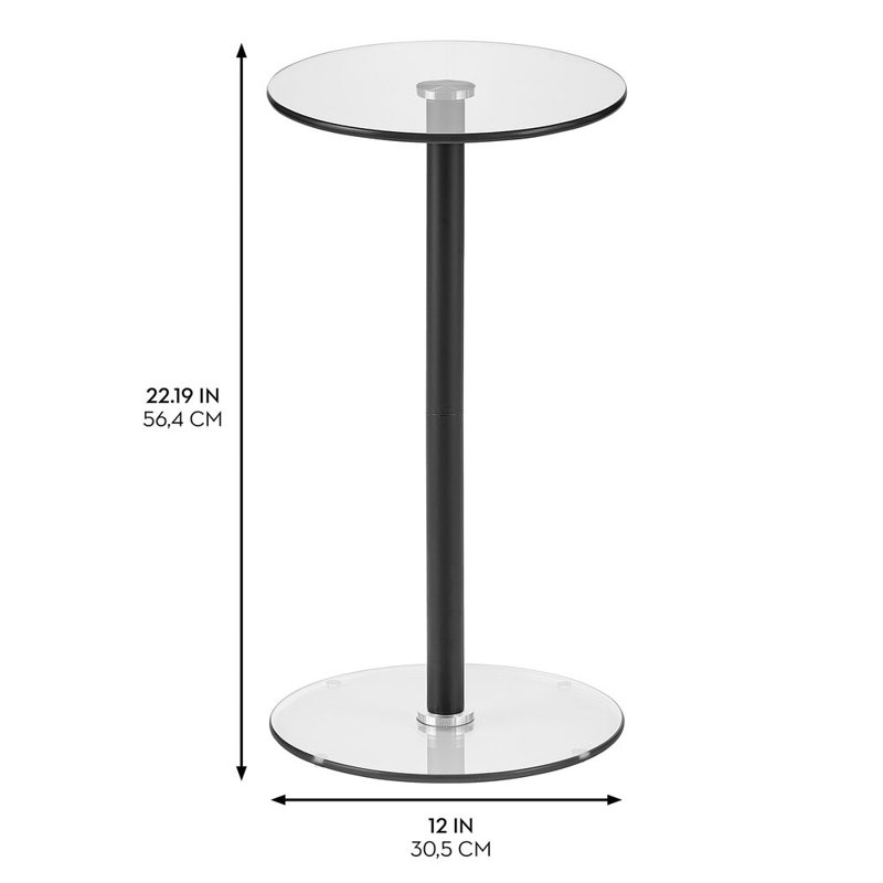 iDesign Round Pedestal Drink Table for Small Spaces, Black