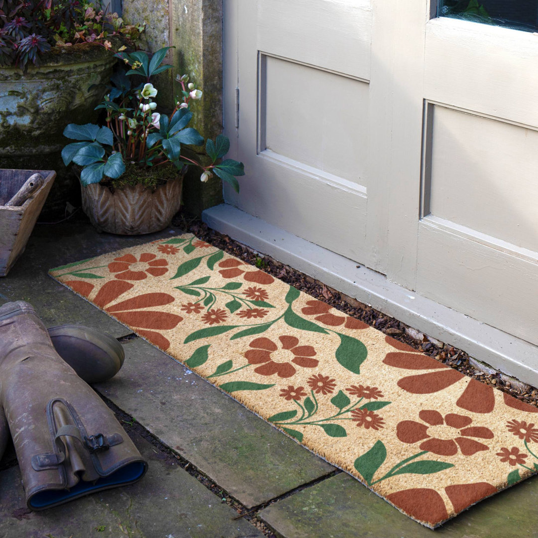 Floral Pattern Coir Doormat
