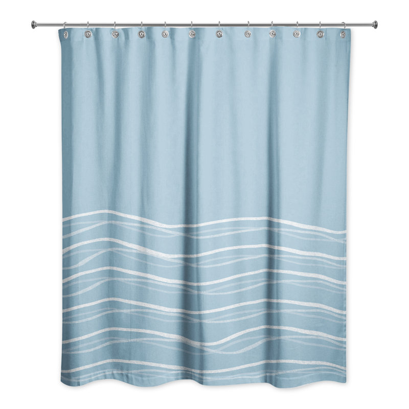 Rideau de douche simple à rayures Brésil, Bleu