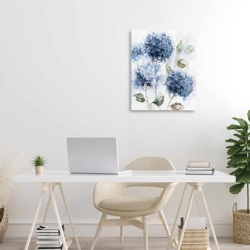 Toile Blue Hydrangea Breeze, design par Nan, H 20 po x l 16 po