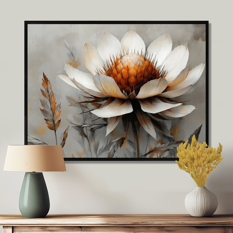 «The Winter Wild Thistle Bloom III - Thistle», reproduction d'art sur toile encadrée, H 16 po x l 32 po, Toile tendue