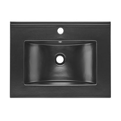 24" Vanity Sink Top In Glossy Black