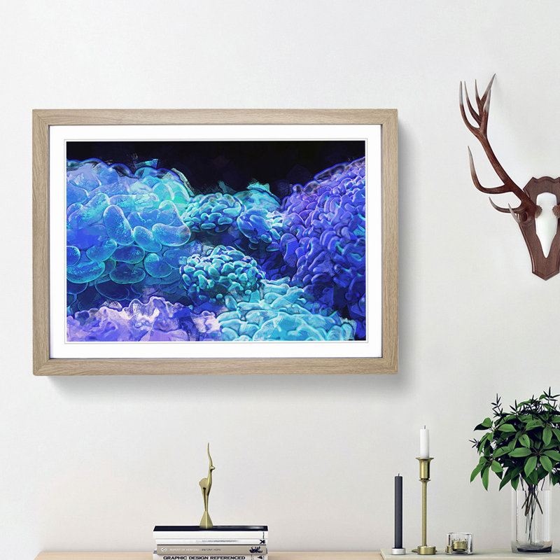 Neon Coral in Abstract - Framed Print, Oak Framed, 36cm H x 48cm W x 2cm D