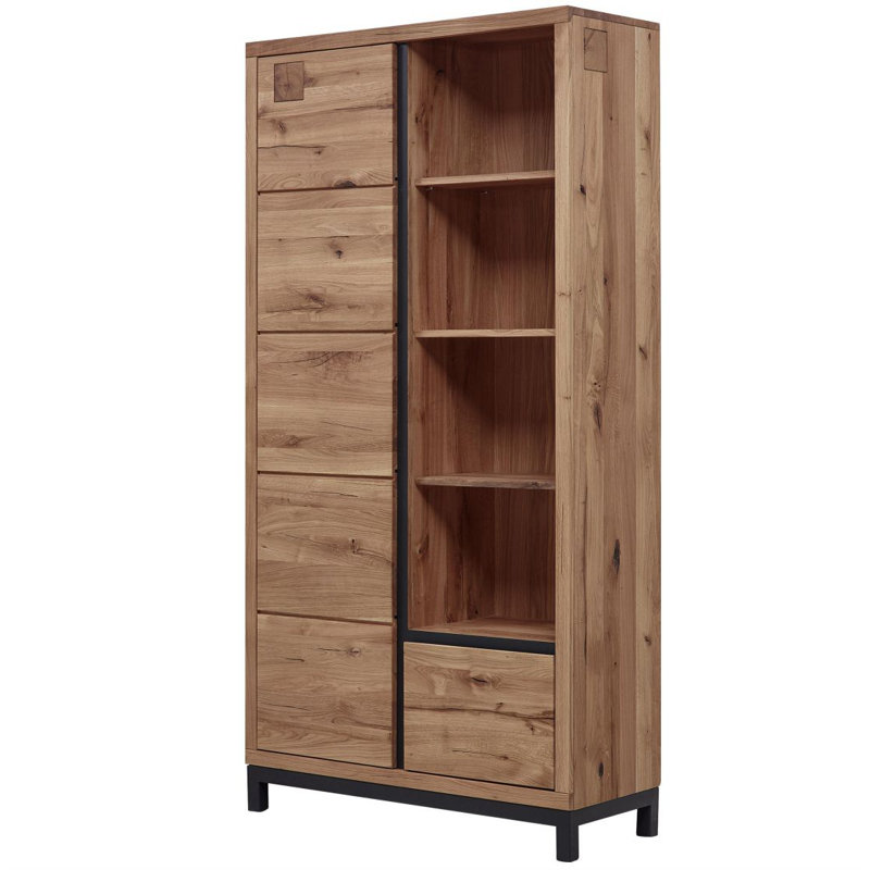 Villanders 200cm H x 100cm W Solid Wood Standard Bookcase, Tobacco Brown