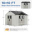 10 pi. L 10 pi. D Remise de rangement en plastique avec plancher et 3 portes verrouillables