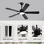 Ventilateurs de plafond noirs de 52 pouces avec lumières à DEL et télécommande / application, intensité variable 3CCT, moteur à courant continu réversible, silencieux, 5 ventilateurs de plafond à double face pour la chambre à coucher, intérieur / extérieur couvert-117580824-117580823