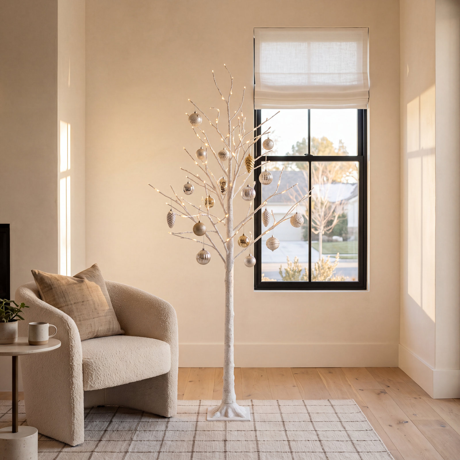 White Pre-Lit Christmas Tree, 6' H