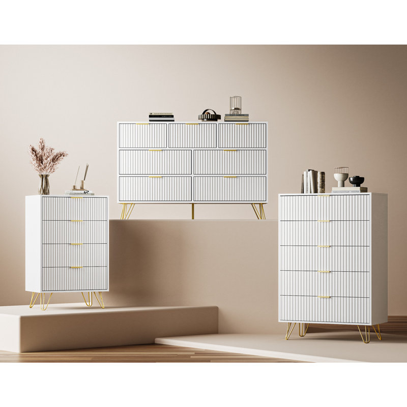 Ensemble de commode pour chambre 5 pièces, Blanc