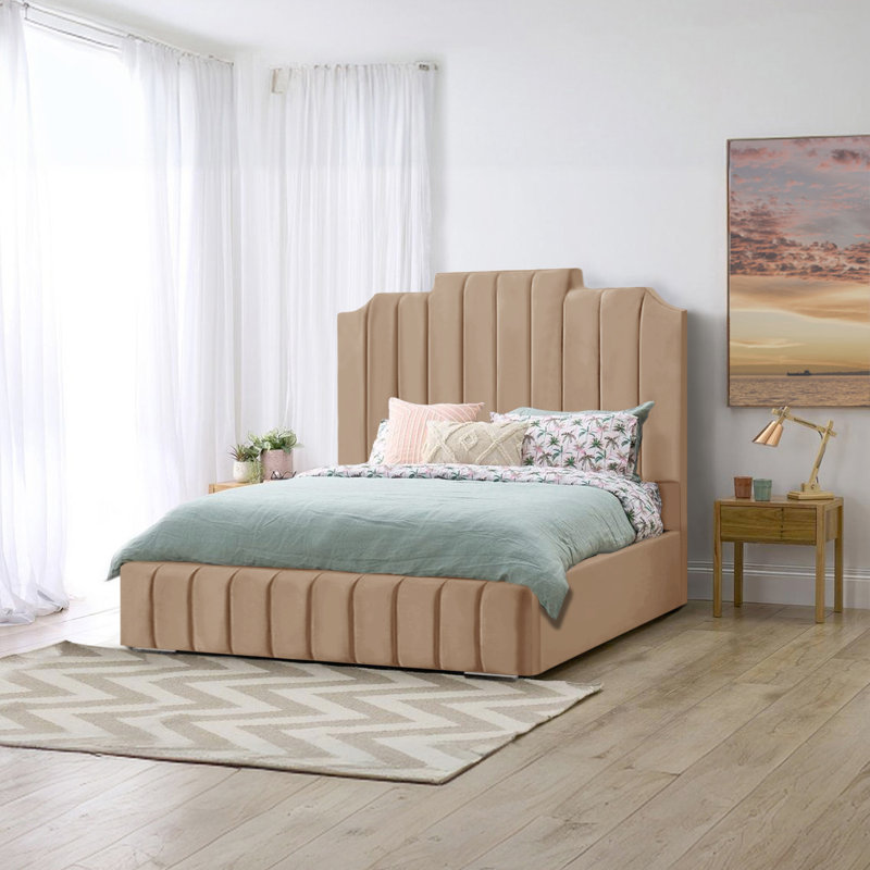 Alyshea Upholstered Bed, Double (4'6), Beige
