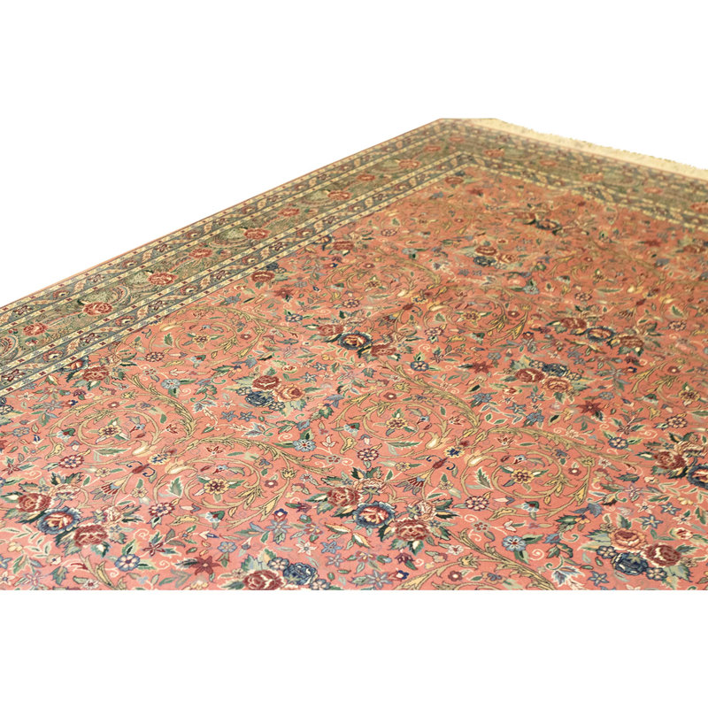 High-Quality Hand-Knotted Rose And Green Area Rug