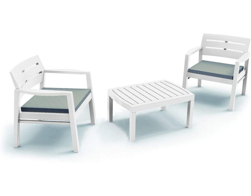 Abidah 2 Seater Conversation Set, White, Grey