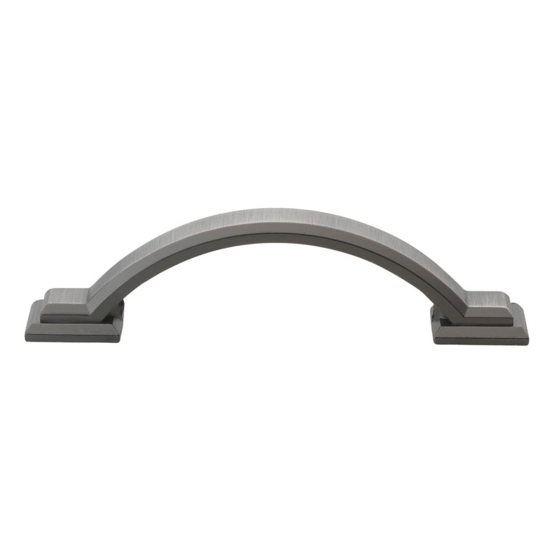 Square Cabinet Hardware Handle 3” Center Arch Pull Multipack, Brushed Pewter