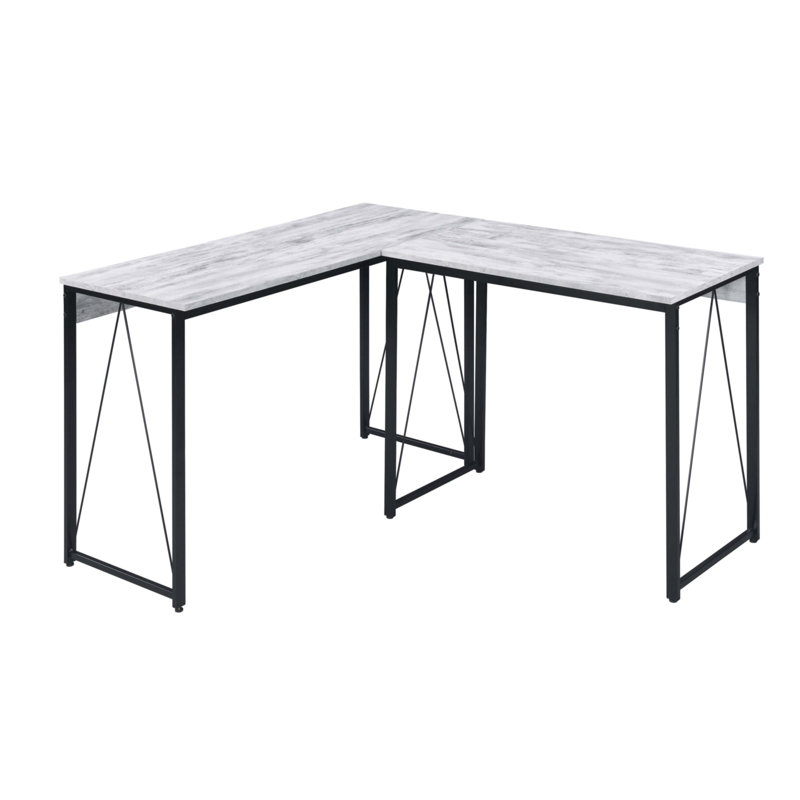 Antique White And Black 35.5" Writing Desk With Metal Sled Base