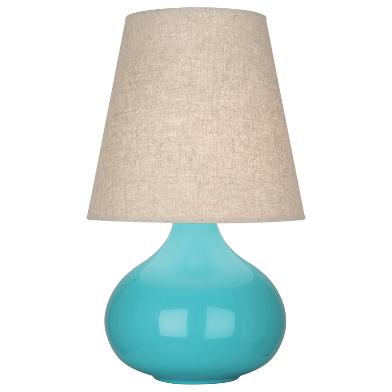 June 24" Table Lamp, Egg Blue, Buff Linen