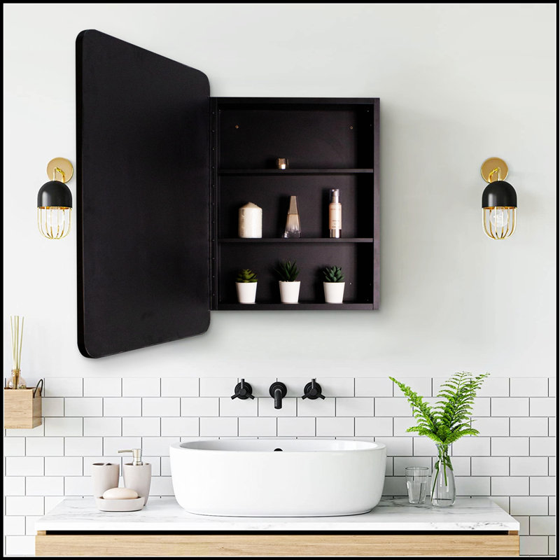 Armoire à pharmacie murale ou à miroir encastrée en métal durable avec miroir, parfaite pour un décor moderne et classique.
