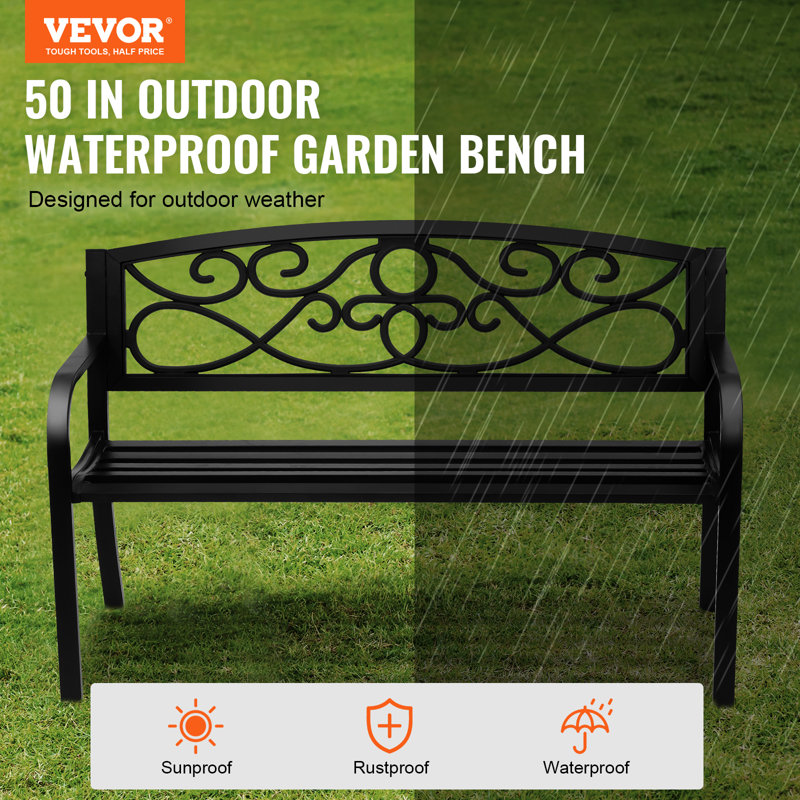 VEVOR 50" Gray Metal Outdoor Garden Bench
