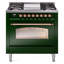 Cuisinière à double combustible 36 pouces avec 6 brûleurs, plaque chauffante (porte vitrée) ILVE Nostalgie II Series-98168272-124968143
