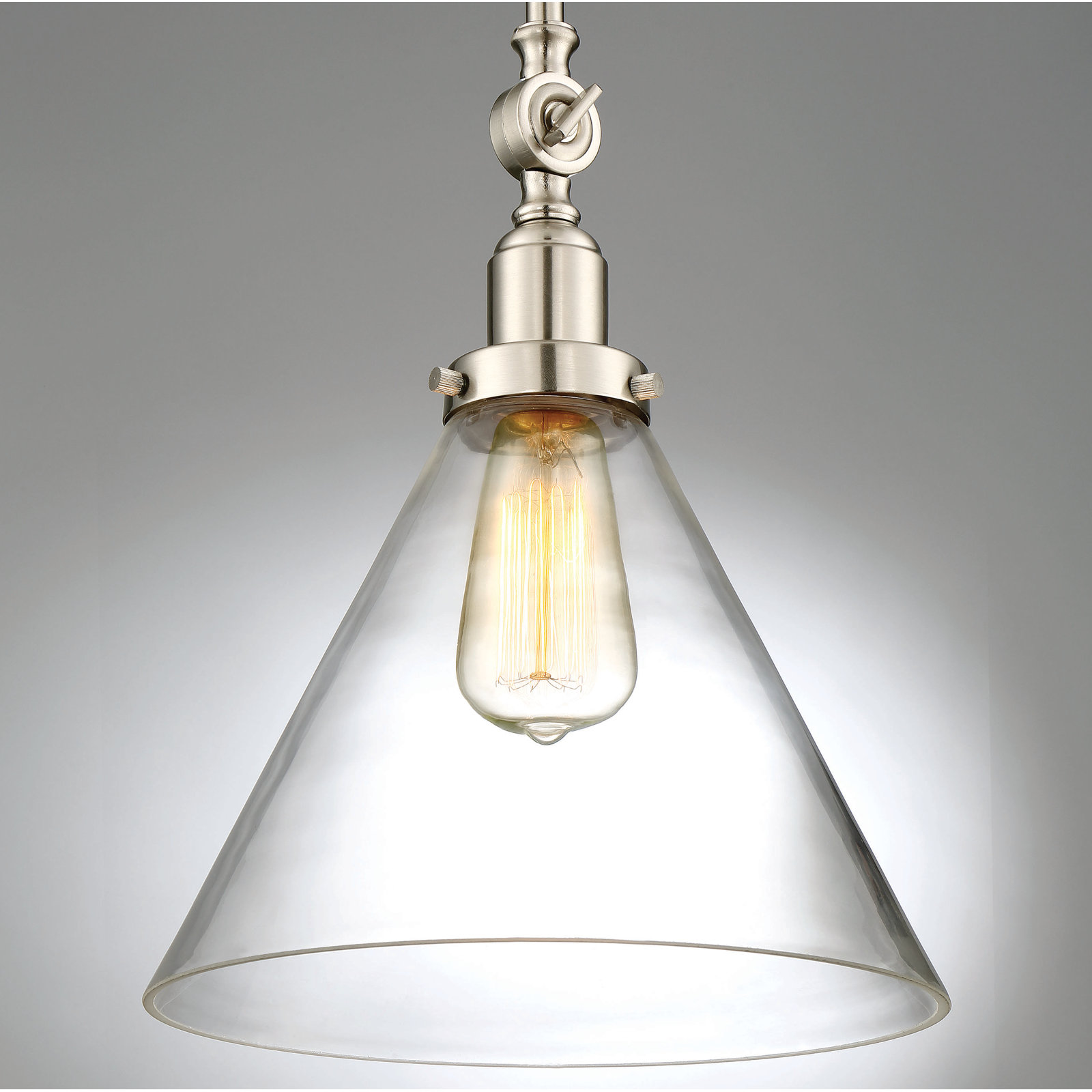 Catalina Dimmable Glass Single Light Pendant, Satin Nickel