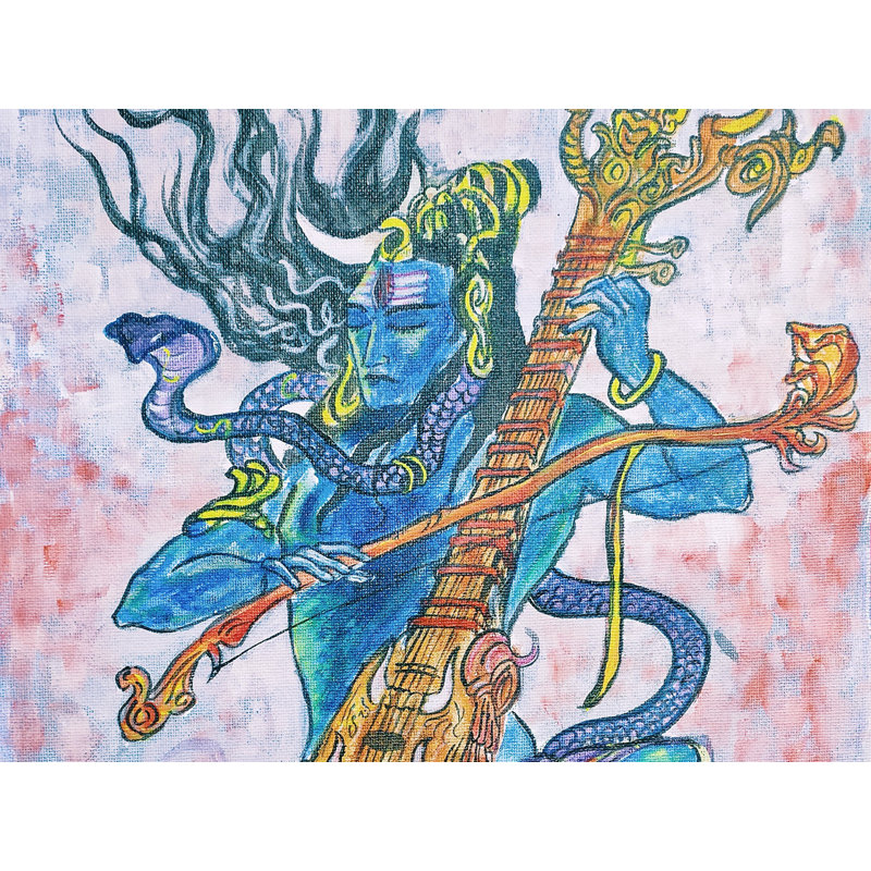 Peinture de Vinadhara Shiva | Acrylique sur toile | Par Chetan Gautam