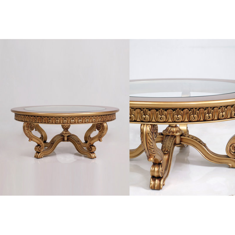 Carlotta Glass Coffee Table, Antique Gold