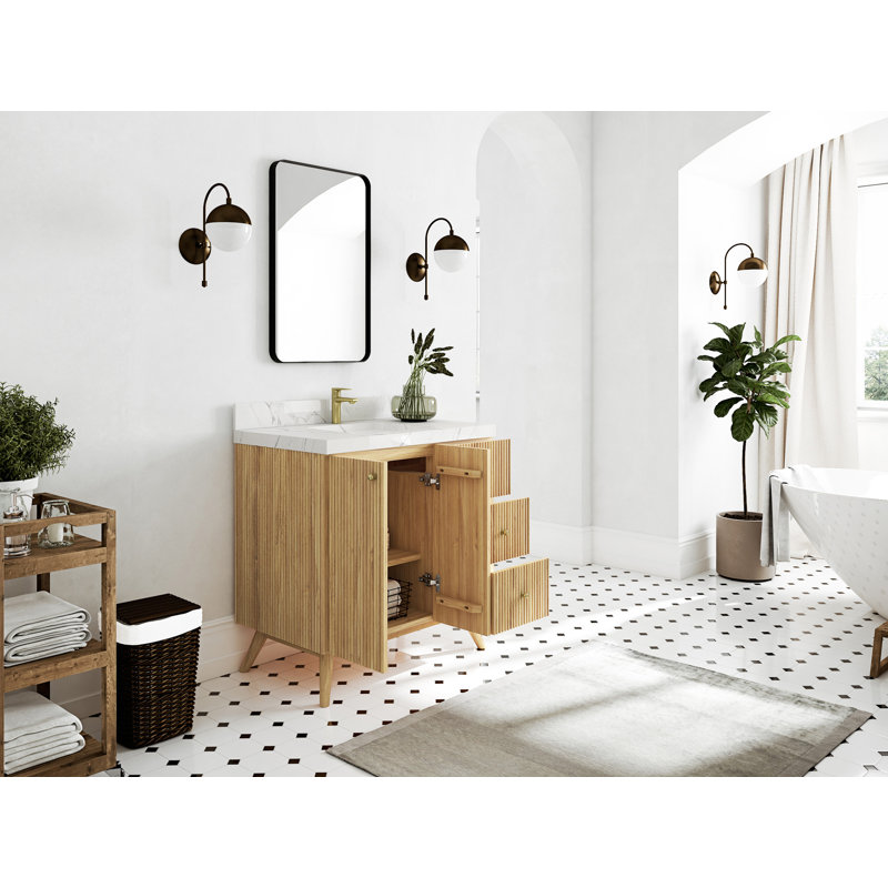 Izzat 36'' Single Bathroom Vanity with Top, Calacatta Laza