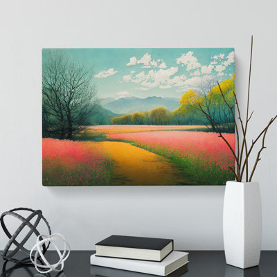 Refined Spring Meadow Landscape - Wrapped Canvas