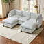 Canapé modulaire de rangement en U avec 3 sièges et 2 repose-pieds, tissu chenille, L 96,5 po-1970344476
