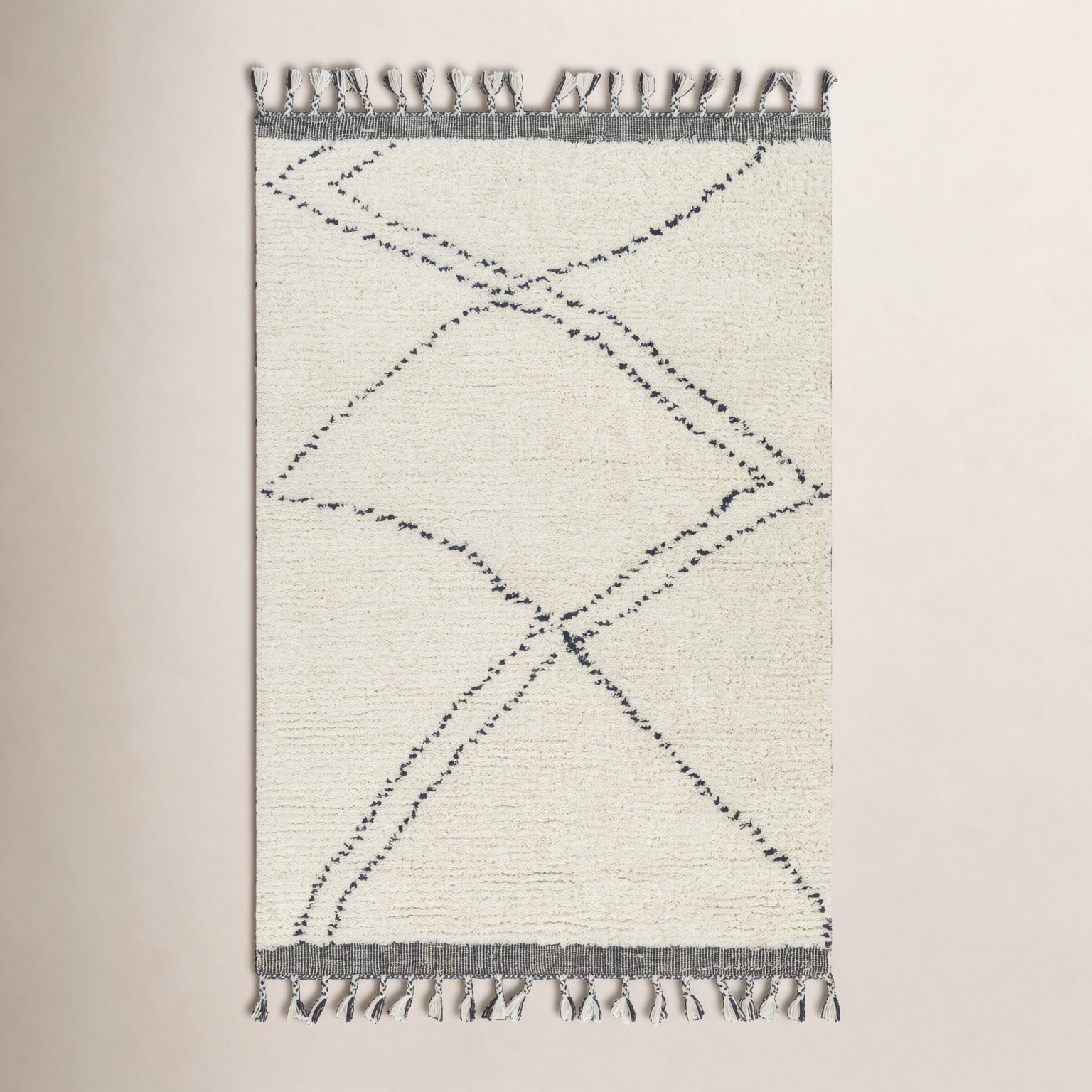 Meti Handmade Wool White Rug, Rectangle 9' x 12'