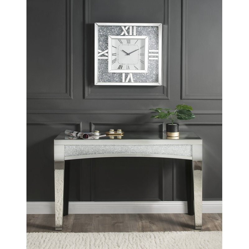 Detroit Glam Square Wall Clock in Mirrored and Faux Diamonds