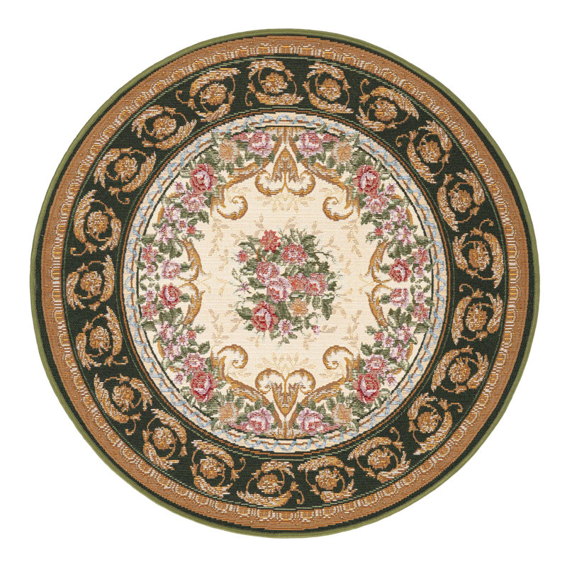 Indoor/Outdoor Traditional Area Rug, Round 3'1"
