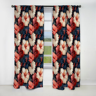Hibiscus Twilight Ii motif tropical - rideau floral - rideau occultant floral - 1 panneaux