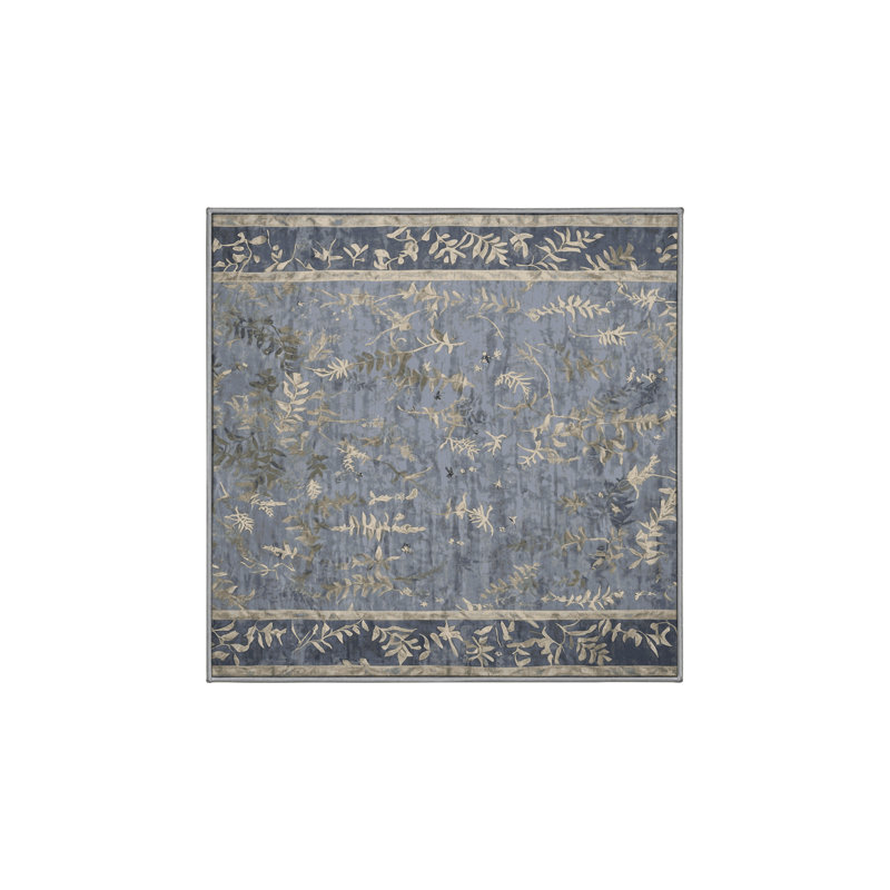 Machine Washable Gray Area Rug, Square 8'