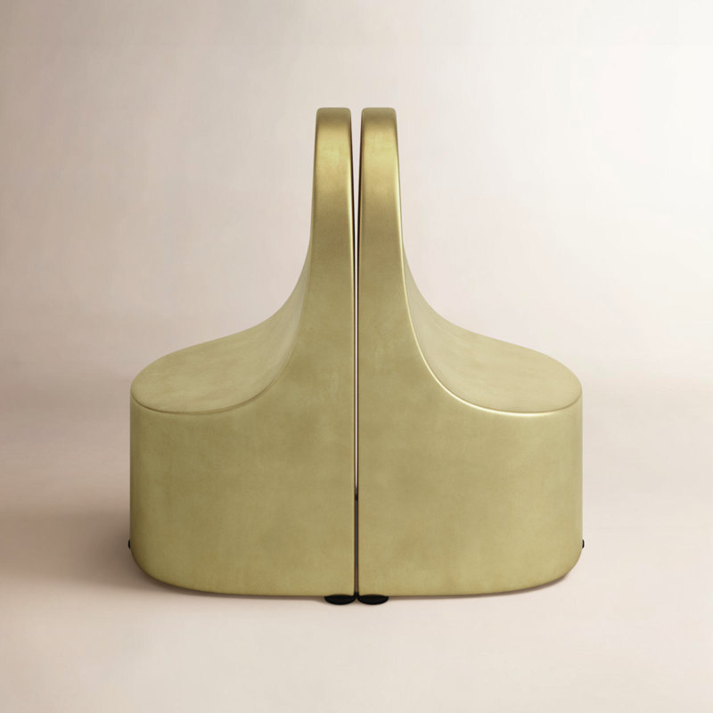 Modern Glam Ceramic Bookends Contemporary Simple Gold Bookend Set - 4" x 3" x 6"