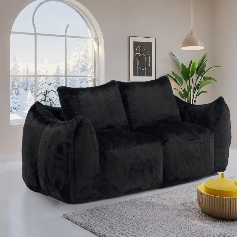 Giant Bean Bag Couch for Adults, 75" Oversized Fluffy Loveseat Sofa with Pillows,Lounge Chair for Living Room, Bedroom, Reading Nook