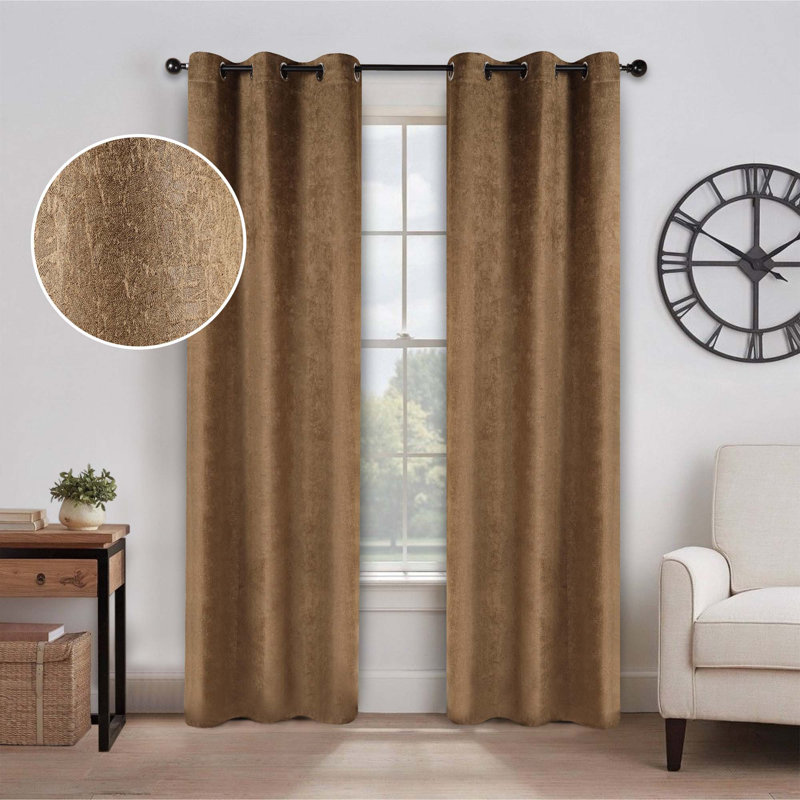 Paire de rideaux obscurcissant filtrant la lumière et thermique en polyester texturé Kinlaw, Brun, l 42 po x L 63 po