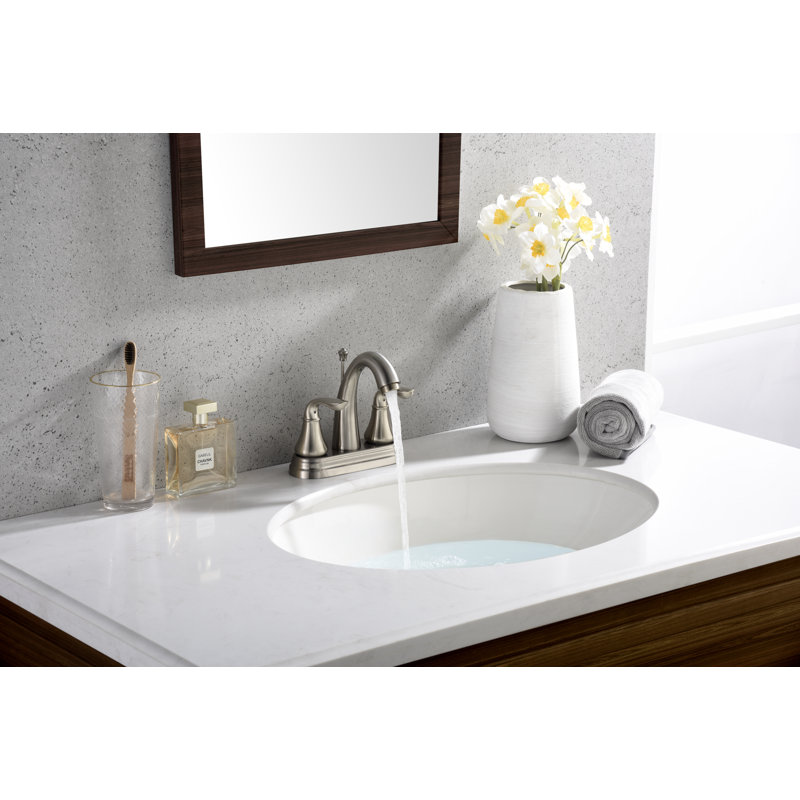 Kree Arc Double Handle Centerset Lavatory Bathroom Sink Faucet with Drain Assembly - Brushed Nickel, Brushed Nickel