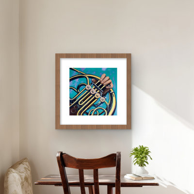 Musician with French Horn - Framed Matted Print for Decor