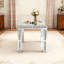 Jasmic 130cm Mirrored Dining Table Glass Top with 4 Legs Glam Traditional and Modern Design Styles