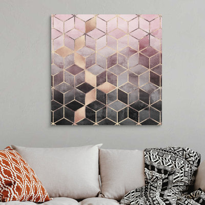 «Pink Grey Gradient Cubes», reproduction d'impression sur toile