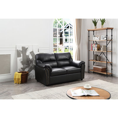 Chic Black Padded Love Seat For Modern Living