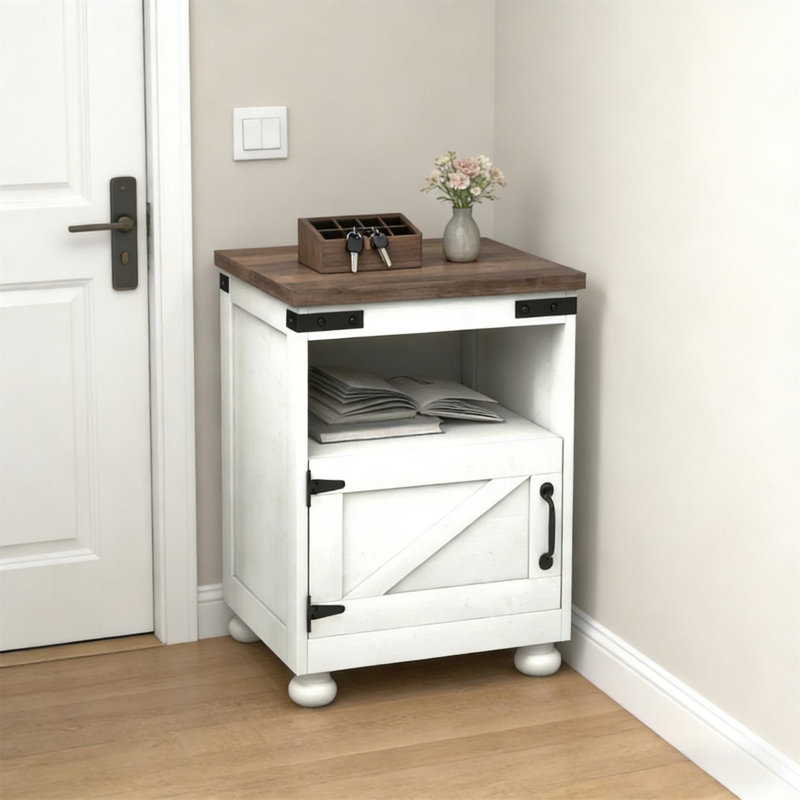 Table de bout Modern Foyer (avec table basse uniquement), Plateau brun / structure blanche