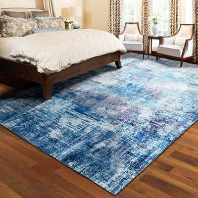 Tapis en faux cachemire dégradé bleu dégradé