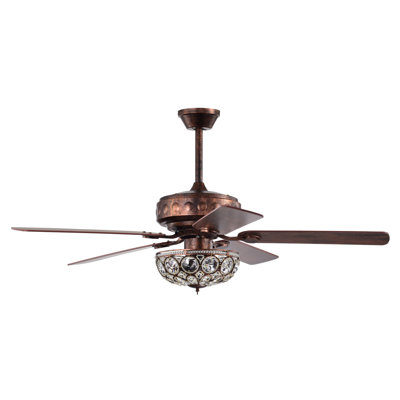 Ventilateur de plafond en cristal de style Mid-Century avec télécommande Jasiah