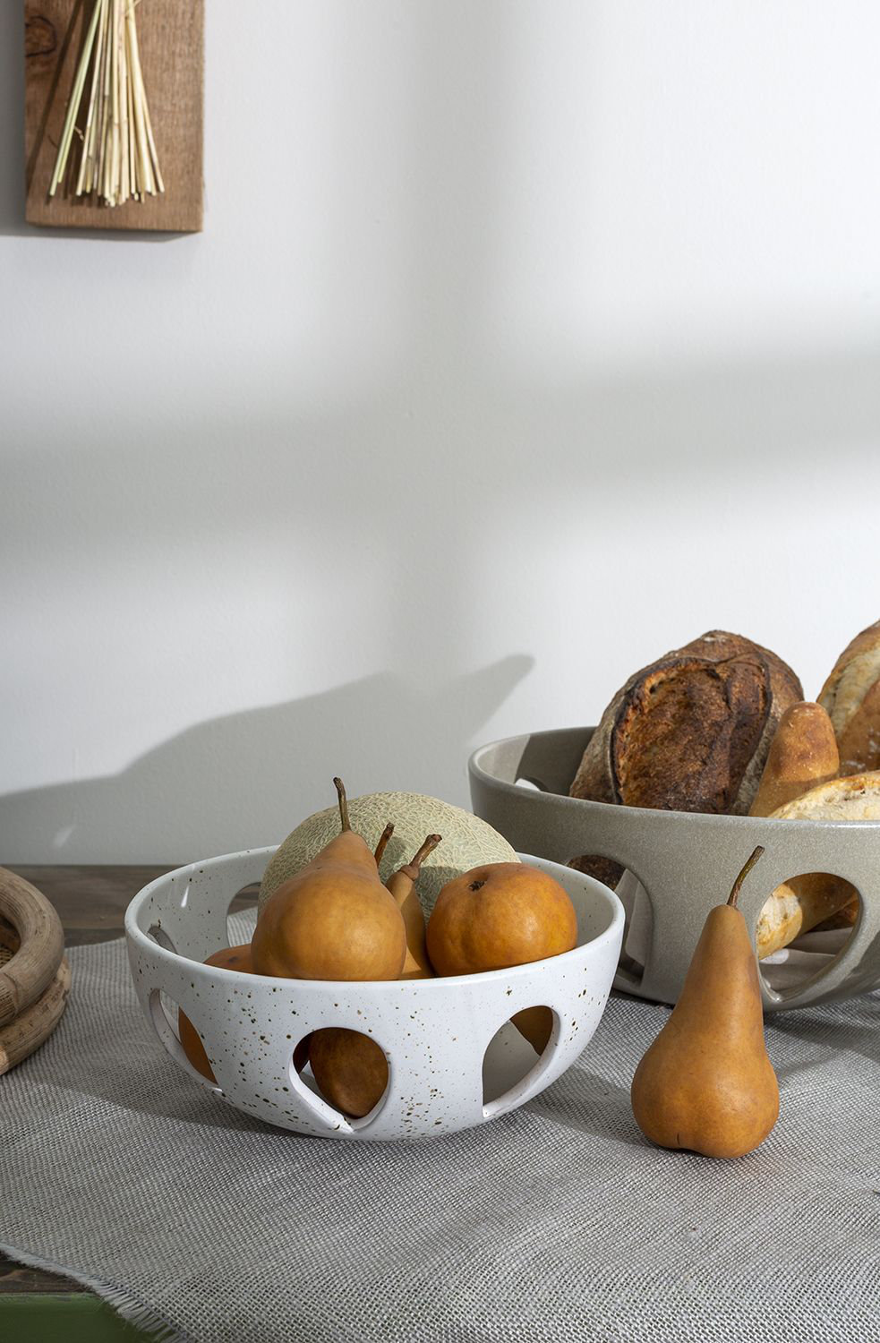 Ardoch Handmade Ceramic Decorative Bowl 1, White, 5.5" H x 10" W x 10" D