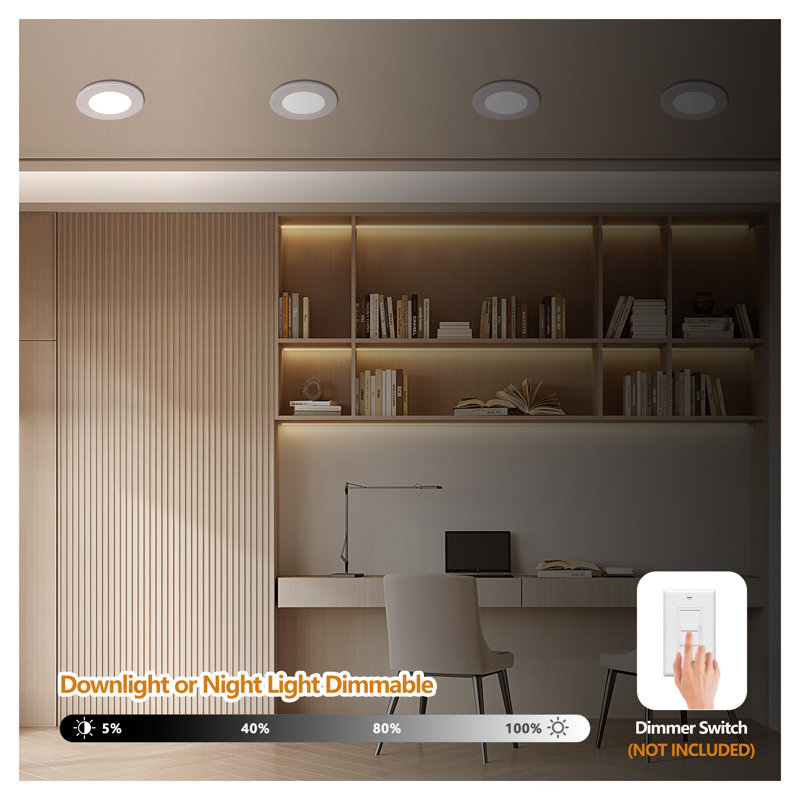 Ensemble de 6 ampoules encastrées à DEL blanches de 4 pouces, intensité variable 2700K-5000K, 800 lumens, équivalent 9W