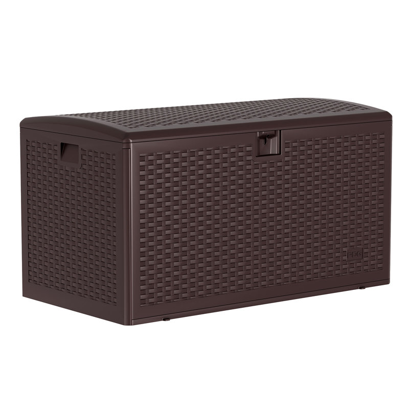 99 Gallon Waterproof Large Resin Deck Box Indoor Outdoor, Lockable Storage Container for Patio Furniture Tools, Waterproof Deck Box Patio Storage Bin for Pool Garden, Brown